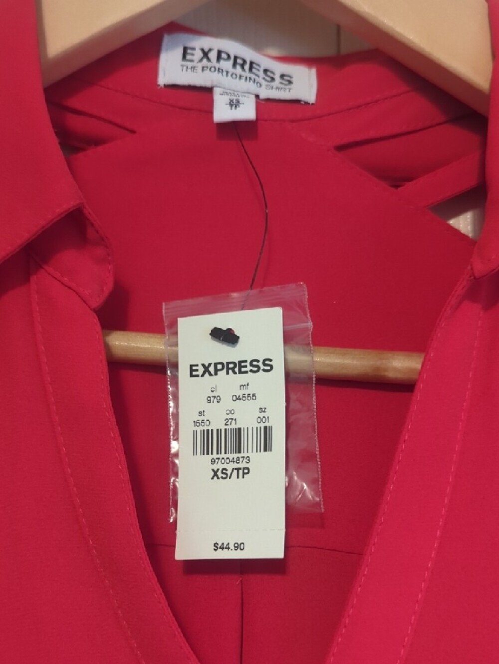Express Portofino Sleeveless Red Button-Down Blouse - Picture 2 of 4